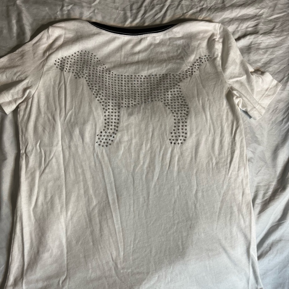 White and black pink shirt